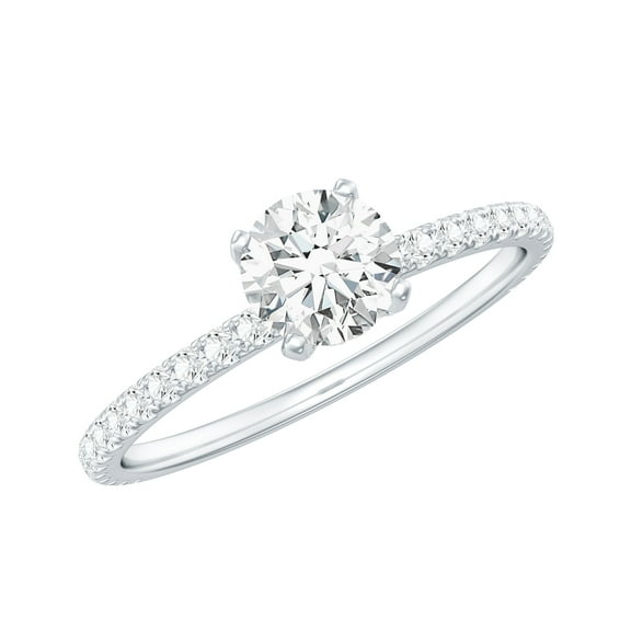 Rosec Jewels Lab Grown Diamond Engagement Ring 0.50 Carat - Round Ring 5 MM - EF-VS Quality, 925 Sterling Silver, US 4.00