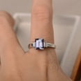 thumbnail image 4 of Alexandrite wedding ring, three stone ring, emerald cut gemstone, sterling silver , June birthstone, 4 of 4