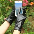 thumbnail image 6 of dianhelloya Women Gloves Faux Leather Soft Full Fingers Plush Keep Warm Elegant Smooth Surface Lady Winter Gloves for Riding 1 Pair C, 6 of 8