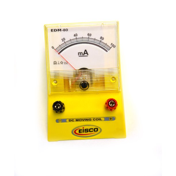 Eisco Labs Analog Ammeter, DC Current Meter, 0 100 milliamp, 2mA