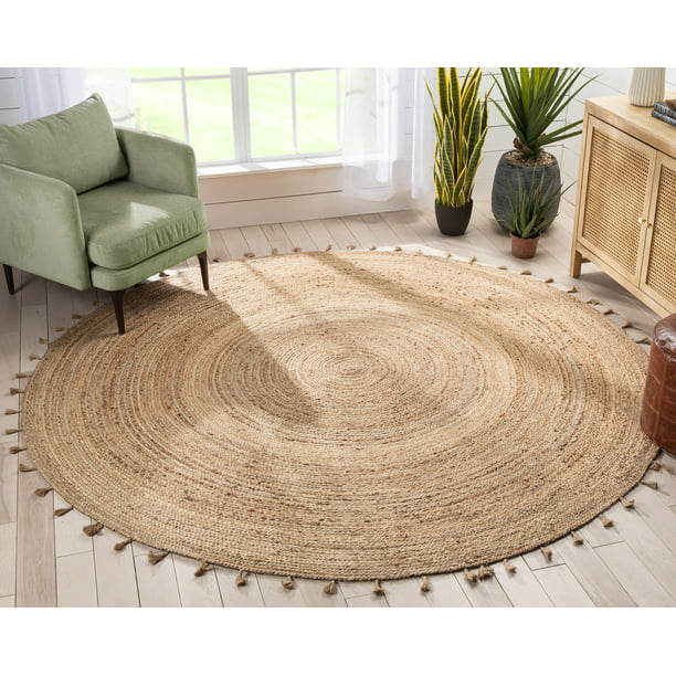 Well Woven Philomena Natural Jute, Braided Oval Rug 8×10
