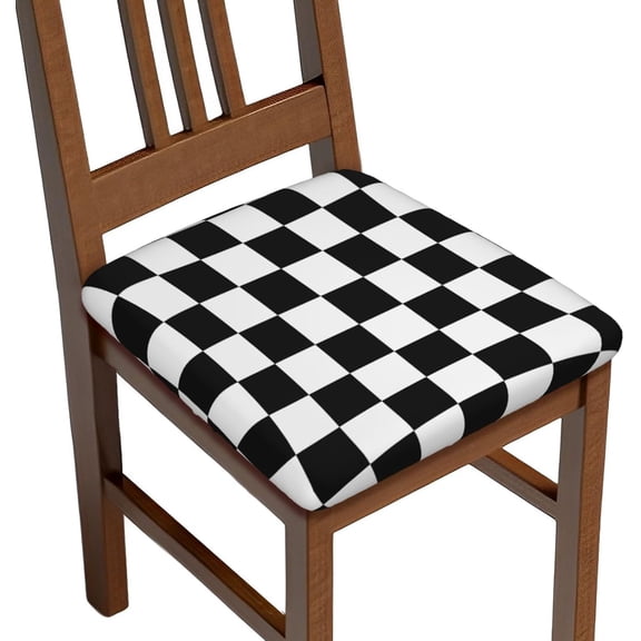 Seat Covers for Dining Room Black and White Checkered Chair Seat Slipcovers Kitchen Chair Covers Removable Washable Stretch Dining Chair Covers 4 Pcs