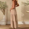 thumbnail image 6 of RYDCOT Women's Summer V Neck Long Dress Casual Halter Wedding Guest Dresses Boho Flowy Smocked Sundress Khaki, 6 of 6