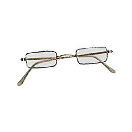 Cp Square Rectangular Wire Rim Santa Clause Gold Clear Lens Glasses Costume Accessory Christmas