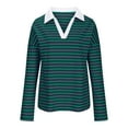 thumbnail image 7 of Axiiglly Long Sleeve Shirts for Women Trendy Striped Shirt Loose Crewneck Pullover Tunic Tops Casual Patchwork Soft Lightweight Sweatshirt, 7 of 7