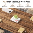 thumbnail image 4 of Condemo 71 inch Large Executive Office Desk, Simple Computer Desk Workstation, Modern Industrial Study Writing Table, Rustic Brown, 4 of 7