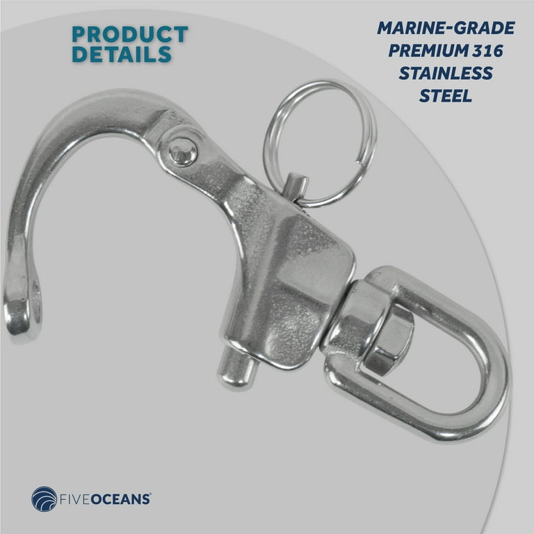 Stainless Marine Jaw Type Swivel Crane Hook with Safety Load Limit