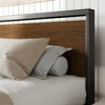 thumbnail image 3 of Amolife Queen Size Bed Frame, Heavy Duty Metal Platform Bed with Wooden Headboard & Footboard, Walnut, 3 of 9