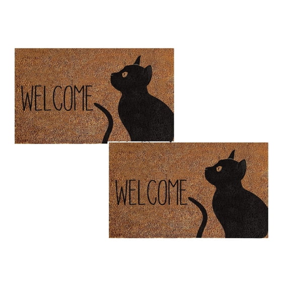 2Pack Coir Welcome Mats For Front Door, Funny Door Mats Outside Carpet Home Decor
