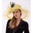 thumbnail image 5 of Women Derby Church Hat Organza Flower Wedding Tea Party Fascinator Hat Wide Brim Sun Hat, 5 of 5