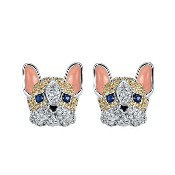 Frenchie Dog Stud Earrings for Women French Bulldog  Cubic Zirconia Ginger Lyne Collection