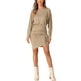 thumbnail image 1 of INSPIRE CHIC Vestido Casual de Manga Larga con Cordón y Cuello Redondo para Mujer Color Marrón Claro L, 1 of 1