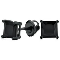Bling Jewelry Mens Black Clear Square Princess CZ Stud Earrings Men Screw Back
