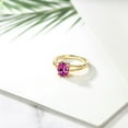 thumbnail image 4 of Gem Stone King 1.00 Ct Oval Pink Created Sapphire 18K Yellow Gold Plated Silver Solitaire Engagement Ring, 4 of 4