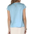 thumbnail image 3 of INSPIRE CHIC Women's Satin Keyhole Blouse Cap Sleeve Sparkly Chain Neck Rhinestone Tops S Blue, 3 of 5