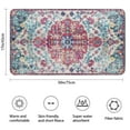 thumbnail image 4 of Boho Bathroom Rug, Vintage Distressed Kitchen Mat, Non-Slip Oriental Entryway Door Mat Low-Pile Floor Carpet for Bedroom Laundry Bedside, Washable Small Bath Rug 17"x30"Blue-Red, 4 of 4