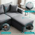 thumbnail image 6 of MUZZ Living Room Soft Set with Large Storage Space (3-Seater Sofa, Loveseat and 1 Ottoman/Dark Grey), 6 of 14