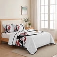 thumbnail image 5 of Quilts Queen Size Bedding Set, Cherry Blossom Lightweight Quilted Comforter, Asian Japanese Red Plum Flower Soft Reversible Bedspread Coverlet with Pillow Covers for All Season, 90" x 96", 5 of 9