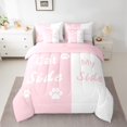 thumbnail image 2 of Homewish Kids Kawaii Cartoon Bedding Comforter Set 7 Pieces, Pink White Couples Print Full Bedding Set, Romantic Valentines Day Reversible Fitted Sheet Flat Sheet, Lightweight Room Decor, 2 of 7