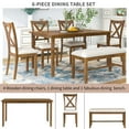 thumbnail image 4 of Bellemave Kitchen Dining Table Set for 6, Wooden 6 Piece Dining Set Includes Dining Table, 4 Upholstered Chairs and Bench, Dining Table Set for Kitchen Dining Room（Natural Cherry）, 4 of 9