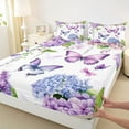 thumbnail image 3 of Castle Fairy Boys Girls Flying Purple Butterflies Twin Sheet Sets 3pcs,Chic Floral Flower Hydrangea Twin Fitted Sheet Microfiber,Spring Garden Breathable Flat Sheet,Luxury Bedroom Decor, 3 of 7