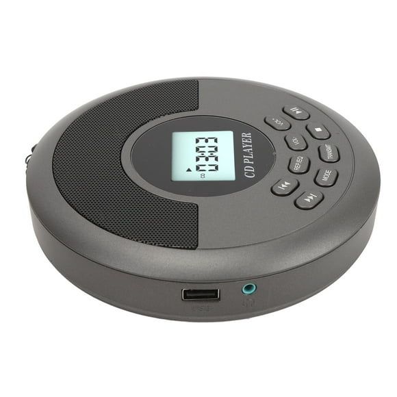 Disc Player, Dual Speaker Compact BT 3.5mm LCD Backlit Display USB CD Music Player for Home Car Travel Outdoor