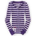 thumbnail image 1 of Aeropostale - Camiseta térmica para mujer con rayas henley, color morado, talla mediana Aeropostale henley, 1 of 1