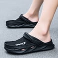 thumbnail image 3 of Rokment Mesh EVA Patchwork Wide Feet Clogs Garden Shoes for Men with Back Straps Breathable Waterproof Beach Slides Summer Casual Walking Slippers Water Sandals Black Size 7, 3 of 6