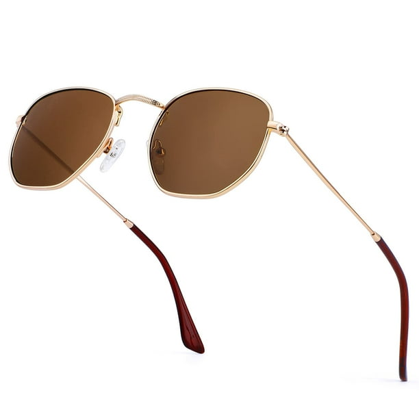 Gafas de Sol KALIYADI Cuadradas Polarizadas UV400 Montura Dorada/Lentes Marrones