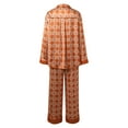 thumbnail image 5 of Wang6 Women's Satin Silk Pajamas Sets Soft 2 Piece Long Sleeve Pjs Sets V Neck Button Shirts Wide Leg Pants Ladies Loose Fit Floral Printed Sleepwear Lounge Sets Orange1 XL, 5 of 7