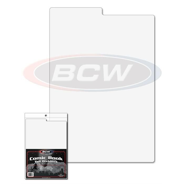 25x BCW TALL COMIC BOOK DIVIDERS - 7 1/4 X 10 3/4 TABBED WHITE PLASTIC 1-CD-TALL