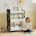 thumbnail image 2 of Qaba Bibliothèque pour Enfants, Bibliothèque pour Enfants avec Roues, Tableau Noir, pour 3-8 Ans, 2 of 10