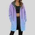 thumbnail image 2 of idosla Long Fleece Hoodies for Women Zip Up Hoodie Trendy Casual Oversized Tunic Sweatshirts Fall Winter Jacket Coat Outerwear (Light Purple, L), 2 of 5