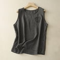 thumbnail image 2 of Qeaghou Women Tank Tops Loose Fit Cotton Linen Cami Shirts Summer Crewneck Sleeveless Tops Summer Solid Basic Tank Shirts, 2 of 4