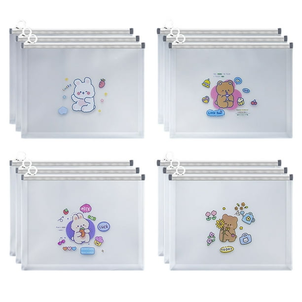 Sobres de plástico Desiderio, sobres con cierre de cremallera tamaño carta, carpetas con cierre extendido para útiles escolares y de oficina, estilo: estilo3;