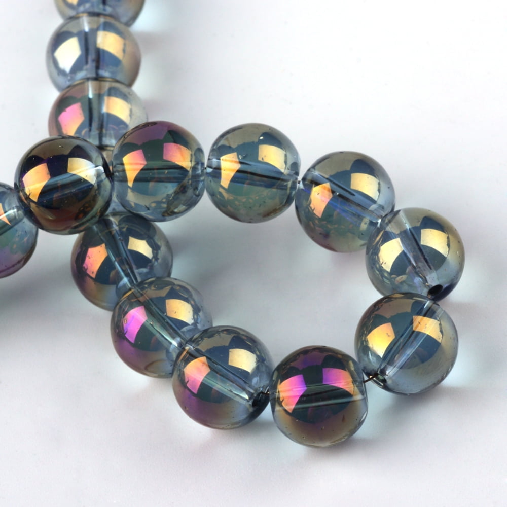10strands Electroplate Glass Beads Strands Rainbow Round Purple 7.5x8.5mm Hole: 1mm about 100~104pcs/strand 70~74cm