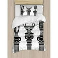 thumbnail image 3 of Toga Party King Size Duvet Cover Set, Set of Hellenic Vases and Ionic Columns Artistic Design Amphora Antiquity, Decorative 3 Piece Bedding Set with 2 Pillow Shams, Black and White, by Ambesonne, 3 of 3