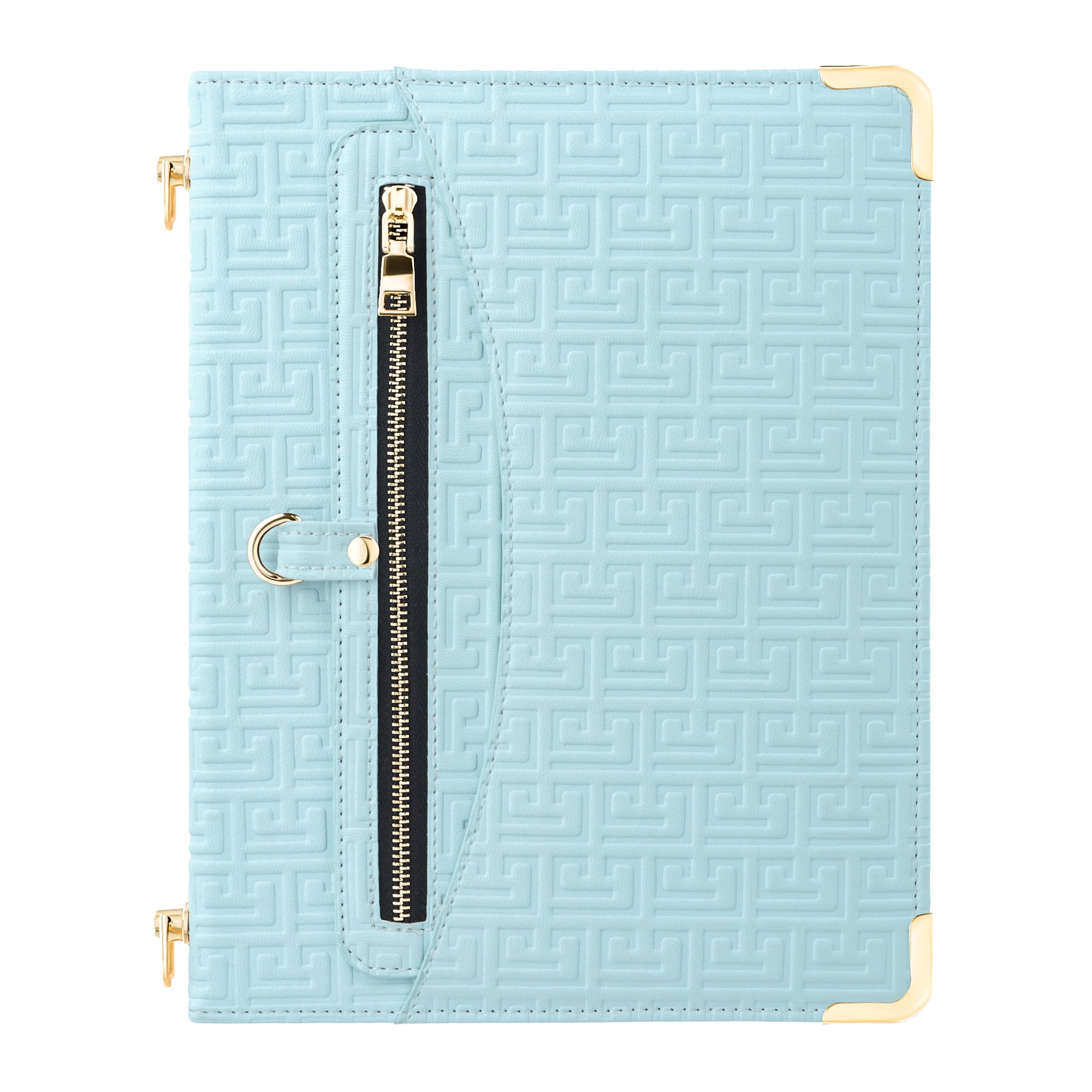 for iPad Air 11 2024/Pro 11 2022 2021 2020 2018/Air 4/Air 5, Protective Folio Case with Card Slots & Zipper Pocket & Pencil Holder, Stand Wallet PU Leather Portable Crossbody Strap Cover, Blue
