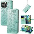 thumbnail image 2 of Funda Cartera FOXDOCK para iPhone 14 Pro , Flip PU con Relieve de Gatos y Perros, Tarjetero y Soporte, 2 of 6
