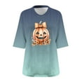 thumbnail image 4 of IROINNID Women Halloween Printed V Neck Three Quarter Sleeve T Shirt Casual Loose Fit Top Comfortable Soft Fabric Trendy Fall Apparel for Everyday Wear Party(Green,L), 4 of 4