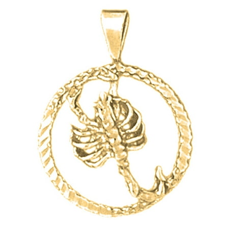 18K Yellow Gold Zodiac - Scorpio Pendant - 22 mm