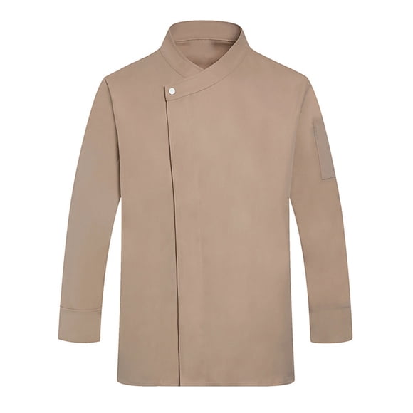 Nokdvo Manteau de Chef pour Hommes Grande Taille, Fermeture à Boutons, Respirant, Vestes à Manches Longues, Printemps Été, Uniforme Ample avec Poches, Kaki TG