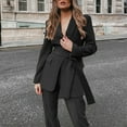 thumbnail image 3 of Scyoekwg Blazer Sets Women 2 Piece Outfits Business Office Work Two Piece Sets Long Sleeve Coat Wide Leg Pants 2 Fashion Matching Outfits Two Piece Set Casual Lounge Set (Black,XL), 3 of 7