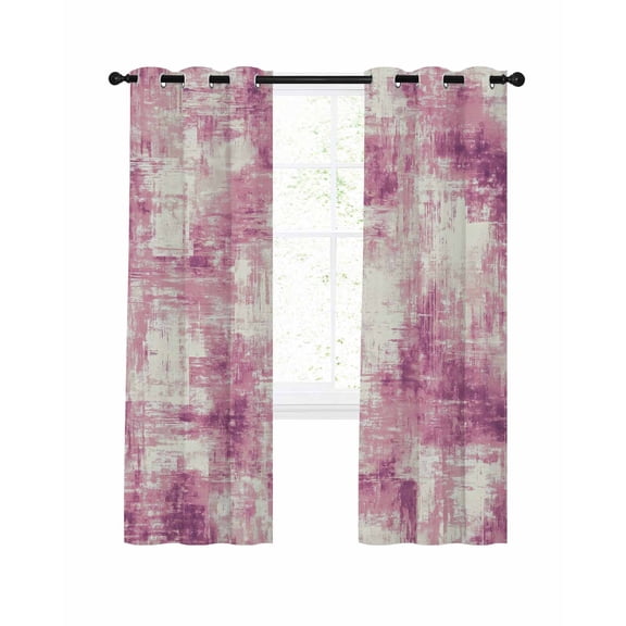 Pink Ombre Blackout Curtains, Light Blocking Print Window Curtains, Gradient Abstract Art Vintage Thermal Insulated Window Drapes for Living Room Kitchen Cafe 2 Panels, 84"W x 84"L