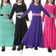 thumbnail image 3 of Girls Long Sleeve Crew Neck Dress, Solid Color Maxi Dress for Kids, Comfortable Everyday Casual Wear, Loose Fit Stretchy Dress for School and Play Hot Pink L, 3 of 8