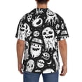 thumbnail image 3 of Vsdgher Black White Spooky Ghosts Men's Cuban Shirt, Hawaiian Shirts, Business Casual Button Down Shirts, Short Sleeve Shirt-Small, 3 of 5