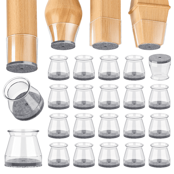 Chair Leg Floor Protectors, Silicone Caps with Felt Pads for Hardwood Floors, Anti-Scratch Noise Reducing Covers for Chairs, Tables & Furniture