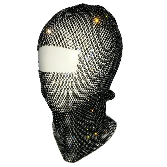 Fashion Shinning Rhinestone Balaclava Hat for Fishnet Mesh Hat Headscarf