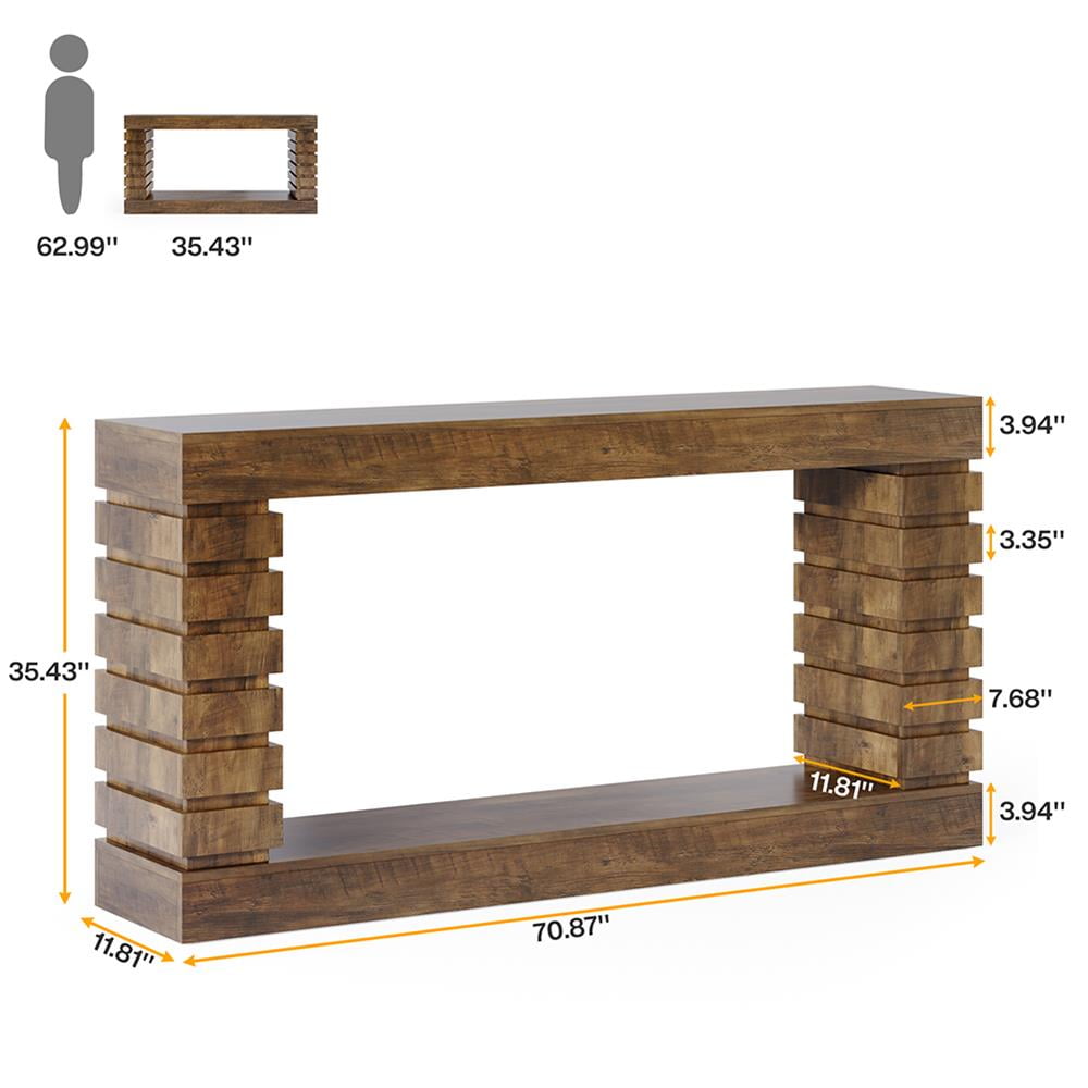 Barara King Console Table, Entryway Table, Console Sofa Table, Display Shelf,70.8" Console Table, Wood Rectangular Sofa Table,Brown