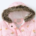 thumbnail image 2 of Hicidod Kids Puffer Jackets Hooded Long Sleeve Winter Warm Down Coats Lightweight Floral Printed Fleece Lined Snow Outerwear, 2 of 6